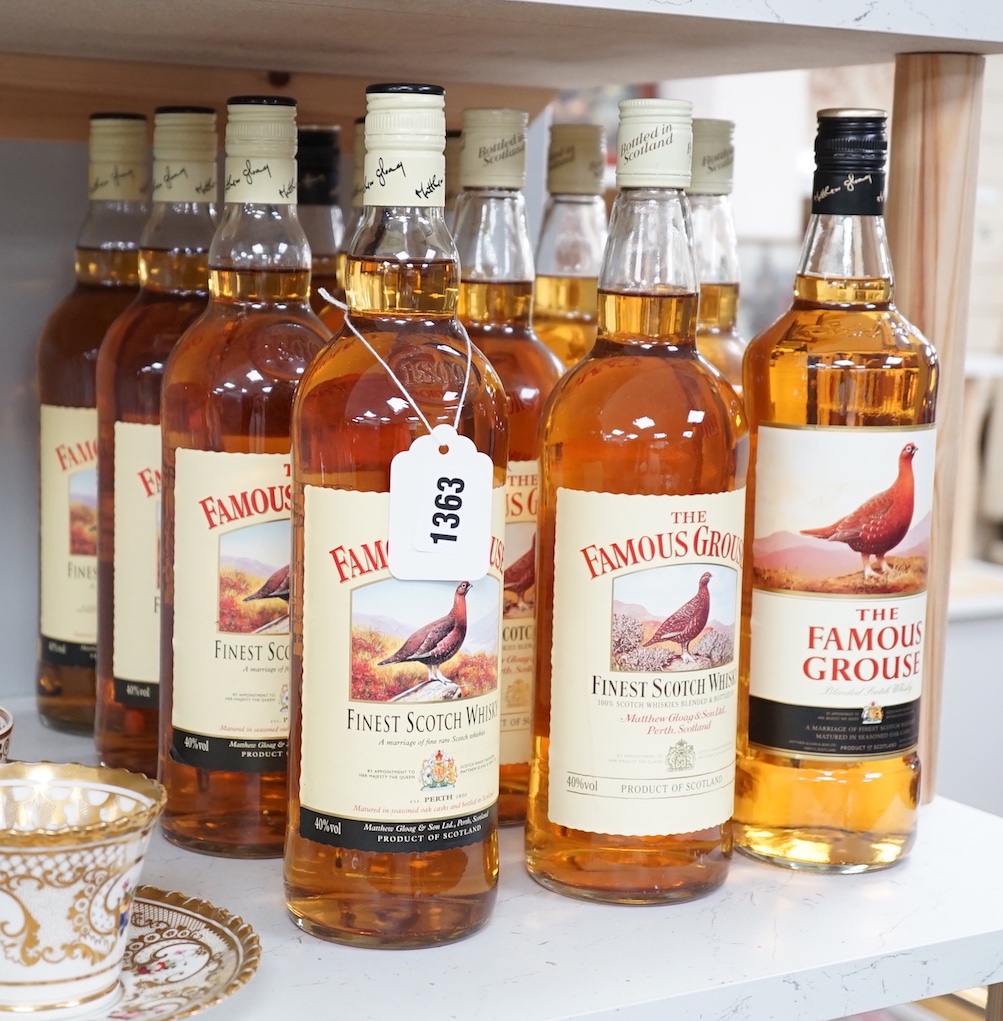 12 single 1 litre bottles of The Famous Grouse scotch whisky